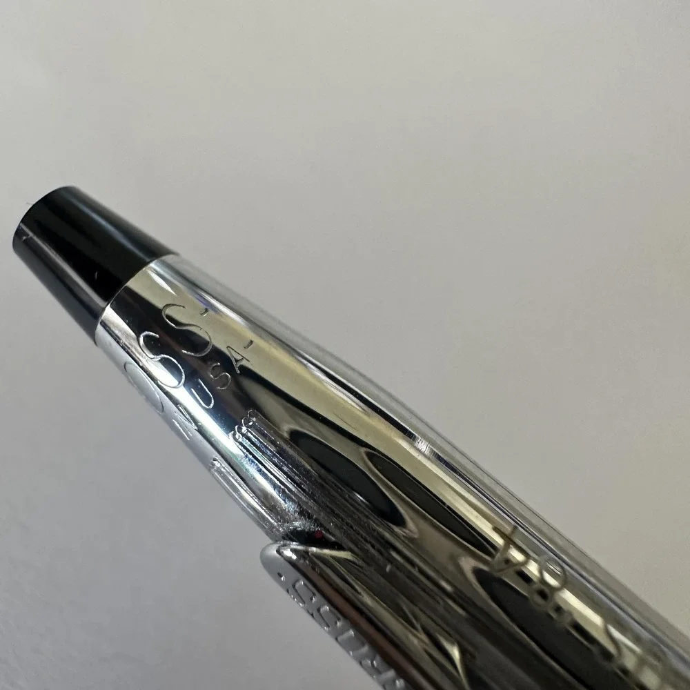 Vintage Cross Chrome Ballpoint Pen Magnum Opus '84 USA Blue Ink W/ Velvet Insert